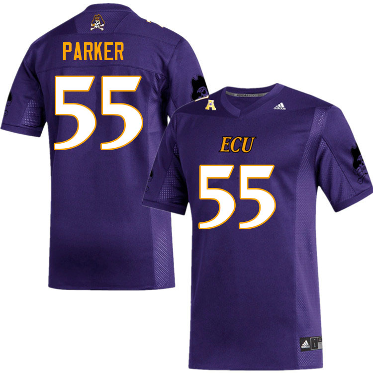 Men #55 Max Parker ECU Pirates College Football Jerseys Sale-Purple - Click Image to Close